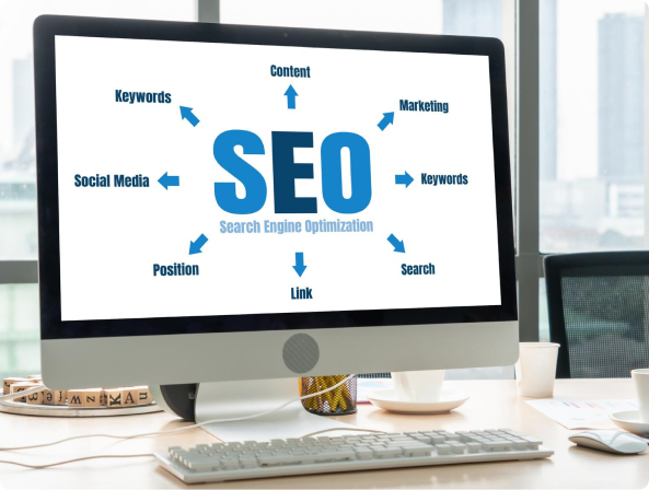 Search engine optimization overview on a desktop screen